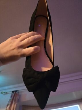 NIB Black Pointed Toe Bow Kitten Heel- Women's Dress Shoe